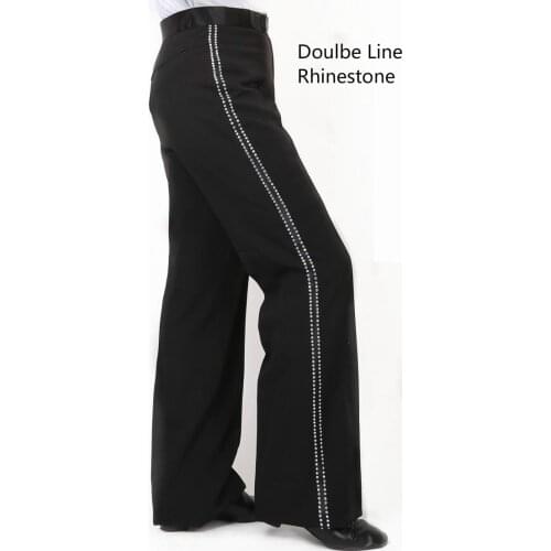 2019 New Men Black Latin Dance Pants Boys Adult Rhinestone Satin Ballroom Dance Pants Salsa Tango Rumba Cha Cha Latin Trousers