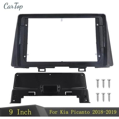 9 Inch Car Radio Fascia For Kia PICANTO Morning 2018-2019 Car DVD Frame Facias Audio Fitting Adaptor Dashboard Trim Kits
