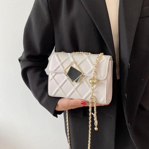 High-quality Ladies Chain Casual Small Bag2021 New Female Bag Simple Rhombus Small Square Bag Single Shoulder Diagonal Bag