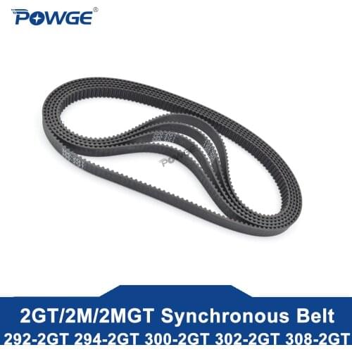 POWGE 2MGT 2M 2GT Synchronous Timing belt Pitch length 292/294/300/302/308 width 6/9mm Teeth 146 147 150 151 154 GT3 closed loop