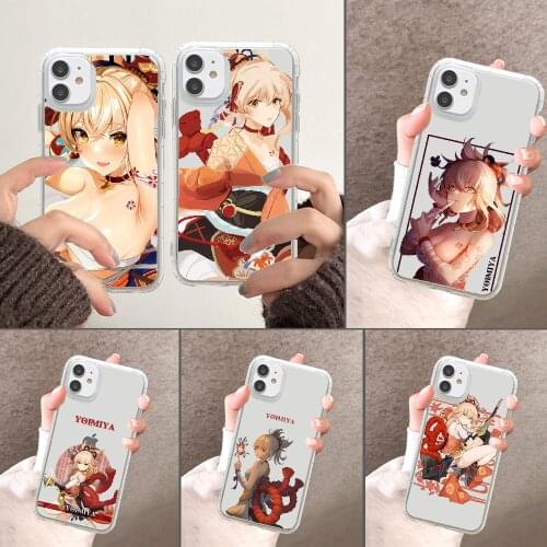 Genshin Impact Yoimiya Phone Case Transparent For iphone 5 5s se 2 6 6s 7 8 12 mini plus X XS XR 11 PRO MAX transparent 3D