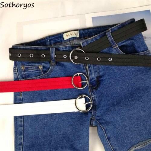 Belts Women Canvas Solid Simple All-match Hip Hop Harajuku Accessories Streetwear Womens Simple Students Belt Casual Dresses New
