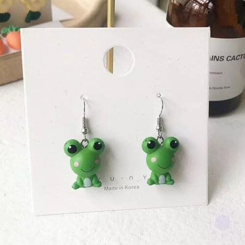 Green Frog Pendant Earrings for Women Cute Accessories Jewelry Pink Frog Simple Small Dangle Earrings trending products 2021