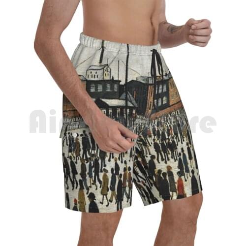Going To Work Laurence Stephen Ls Lowry Beach Shorts Men Beach Pants Swim Trunks Going To Work Industry England