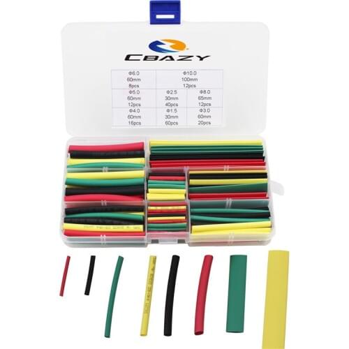 180Pcs/box 1.5MM 2.5MM 3MM 4MM 5MM 6MM 8MM 10MM Heat Shrink Tube Tubing Kit Box Sleeving Wrap Wire Heat Shrinkable