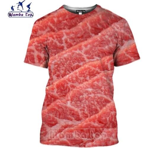 Mamba Top Meat T Shirt Women Beef Short Sleeve Tees Harajuku Hentai 3D Printing Food Pork Sausage Cosplay Sandy Beach Men Tshirt