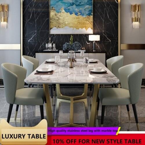 U-BEST Modern Design House Furniture Dining Table marble Dining Table Set luxury stainless steel leg