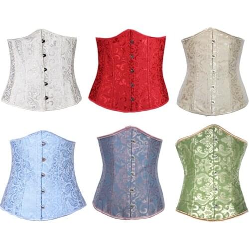 Fiber Win Gothic Corset Women Sexy Underbust Corset Waist Trainer Bustier Slimming Shaper Plus Size Black White Red Blue карсет