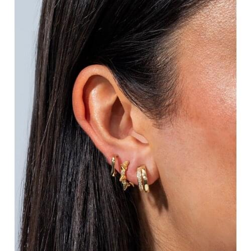 2020 minimalist Gold color Round circle no piercing clip on earrings for women stacking rock cz Spike ear stud earring