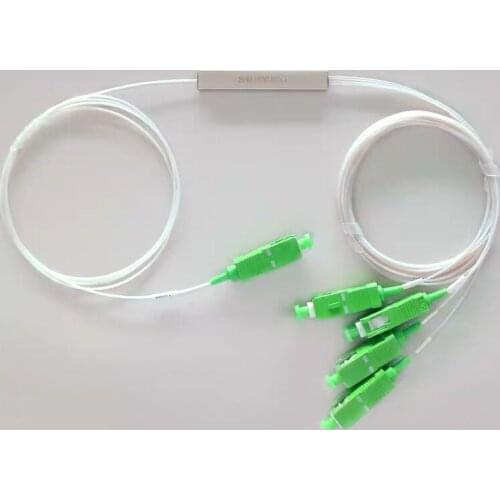 10Pcs/Pack SC APC PLC 1X4 Splitter Fiber Optical FTTH PLC Splitter with 1X4 Planar Waveguide Type Optical Splitter