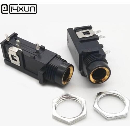 2pcs 6.5mm / 6.35mm 3Pin Female jack 180 Degrees PCB Audio Connector with Nut Microphone Adaptor For KTV Mixer Guitar