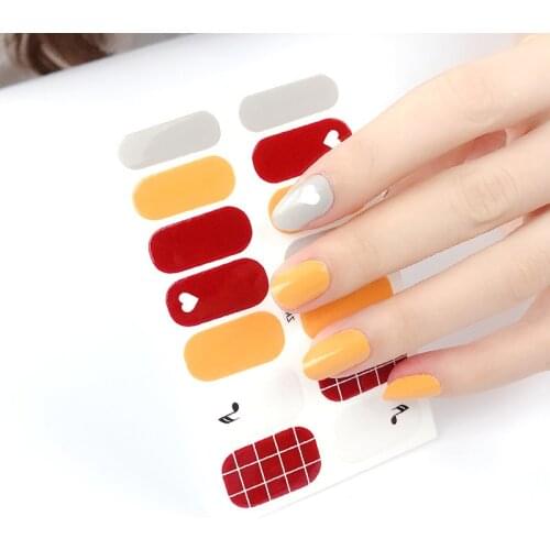 2021 Waterproof Nail Beauty Stickers Lovely Bright colors 14 Fingers Nail Art Decals Korean And Japanes Style Manicure Stickers