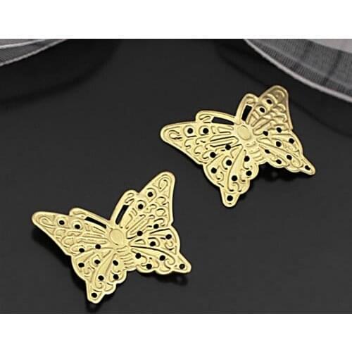 27167)50PCS 22x17MM Not plated color Brass Butterfly Charms Pendants Diy Jewelry Findings Accessories Wholesale