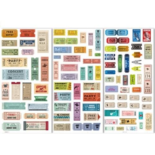 3Sheets Vintage Stamp Decorative Stickers Washi Paper Stickers Set Scrapbooking Scrapbooking DIY Diary Album Stick Lable