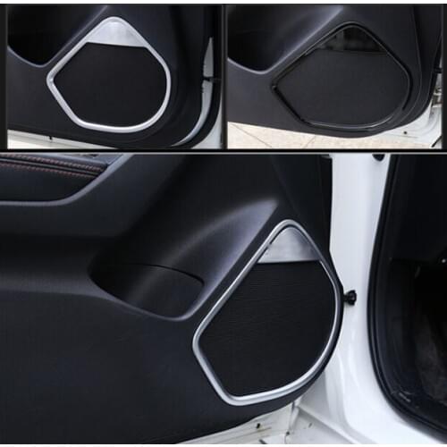 4pcs ACCESSORIES FIT FOR MAZDA 3 AXELA 2014-2016 CHROME INTERIRO DOOR STEREO SPEAKER COVER TRIM SIDE DOOR STEREO BEZEL COLLAR