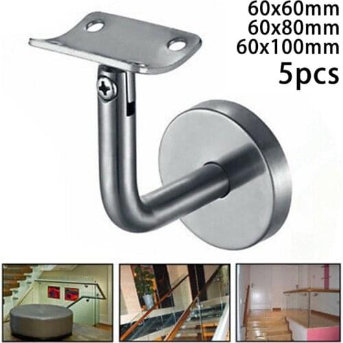 Handrail Brackets 5pcs Stainless Steel Wall Mount Stair Handrail Brackets Bent Support Railing Seven-character Elbow Bracket