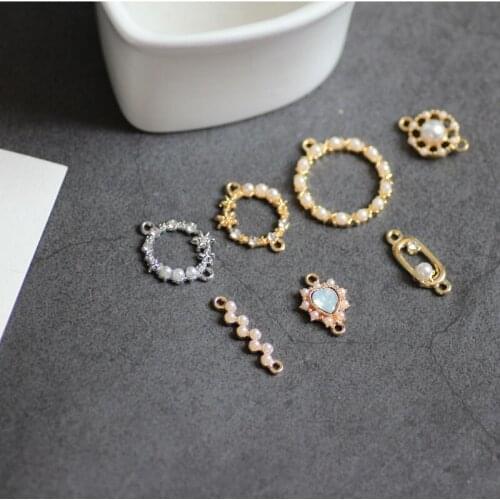 6pcs Korean Fashion Hoop Earrings Hooks Hollow Round Ranging pearl Earrings for Women Diy Jewelry Making Bracelet Accessories