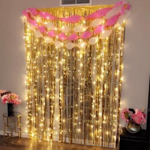 78x78inch Gold Tinsel Fringe Foil Curtains Birthday Supplies Shiny Backdrop Curtains birthday party decoration new year 2021