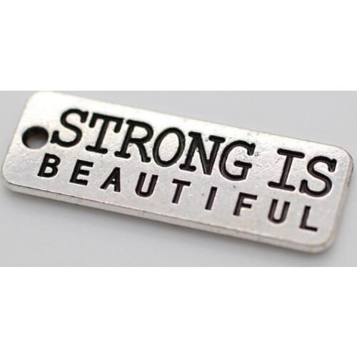8pcs Silver Plated STRONG IS Charm Pendant Jewelry Accessories