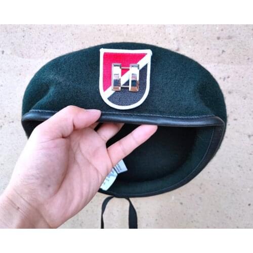 United States US Army 6th Special Forces Group Wool Green Beret OFFICERS CAPTAIN RANK INSIGNIA Military Hat 1963~1971