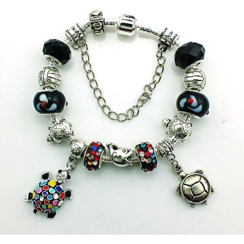 Free Shipping Fashion Tortoise Charms Bracelets Personality Color Murano Beads Infinity Bracelets Bangles For Women DIY Jewelry