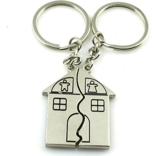 Free shipping 100sets/lot new zinc alloy house keychain sets customized wedding party favors and cheap giveaway gifts for guest