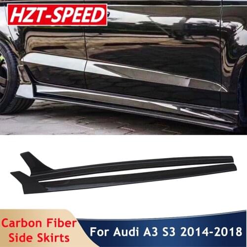 Real Carbon Fiber Side Skirts A3 S3 Modify RS3 Door Extension Lip Aprons For Audi A3 S3 2014-2018 Car Turning