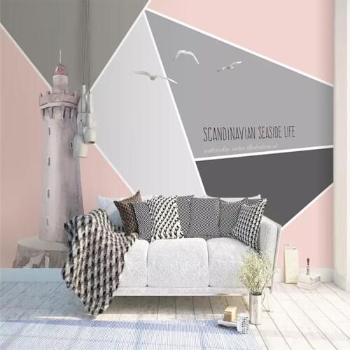 Decorative wallpaper Nordic abstract style navigation lighthouse indoor background wall