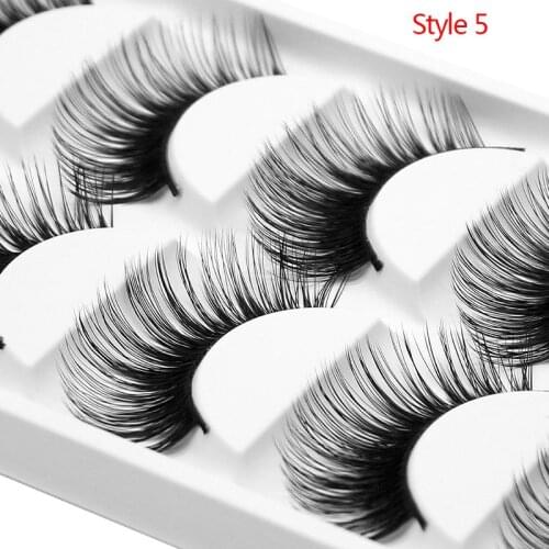 Kimcci 5pairs Super Long 3D Soft Mink Lahses False Eyelashes Handmade Wispy Fluffy Long Lashes Natural Makeup Tools Faux Cilia