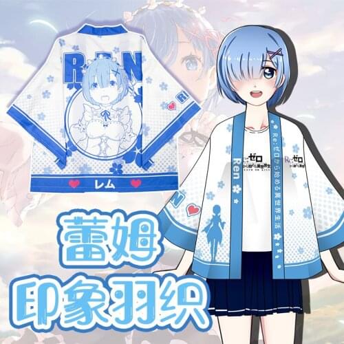 Anime Re:Life in a different World from zero Rem Cosplay Coat Haori Yukata Kimono Cloak Unisex Sun protection clothing Bathrobe