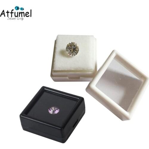 50Pcs Square Loose Diamond Box With Foam Pad White Black Bead Pendant Box Gemstone Gem Jewelry Box Earring Ring Display Box