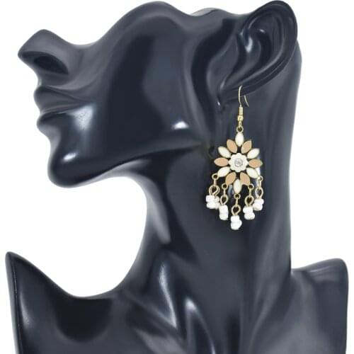 Fashion Bohemian Style Multicolor Dripping Oil Flower Type Rice Beads Beaded Tassel Earrings New Ethnic Style Party Gift Jewelry