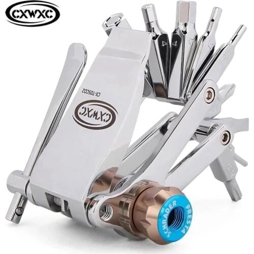 CXWXC 11 in 1 Bicycle Repairing Tool Kit MTB Cycling Allen Bits Screw Driver Cartridge Inflator Road Bike Mini Repair Tools Set