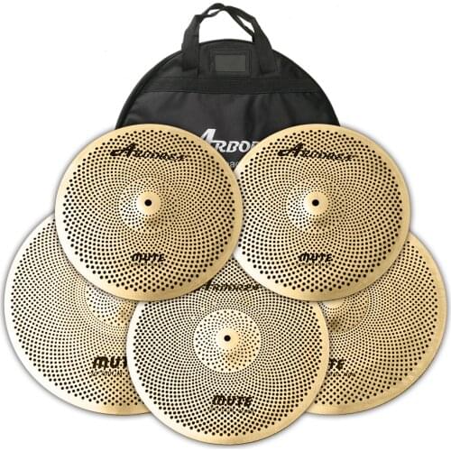 Arborea alloy golden Mute Cymbal set 14"Hihat+16"Crash+18"Crash+20"Ride Cymbal