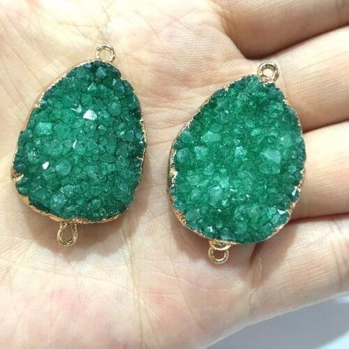 Natural Stone Connector Double Crystal Exquisite Agates For Jewelry Making DIY Necklace Bracelet Accessory