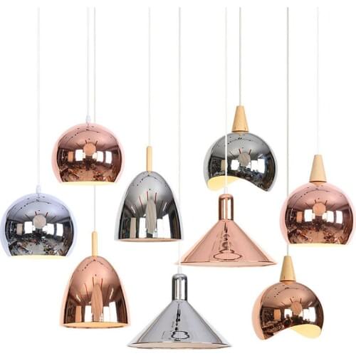 Nordic Bar Decorative Chrome Silver Gold Led 220v Hanging Lamp E27 Modern Pendant Light Fixtures Reflections Rope Droplight