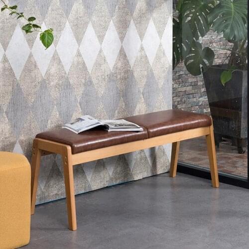 Nordic Bench Solid Wood Bench Creative Long Dining Chair Bed End Stool Dining Table Bench Household Leather Stool Long Stool