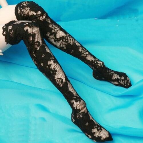 Doll Socks Black/White/Red Lace Stockings Cotton Knee Socks for 60CM Bjd Doll Girls Dolls Accessories