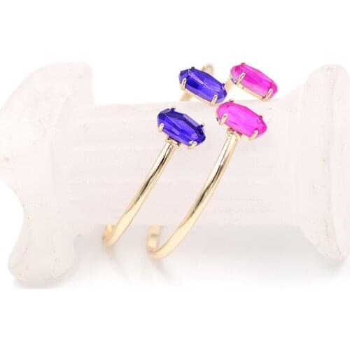 New Design Colored Oval Glass Bangle Bracelet Fashion Jewelry for Women