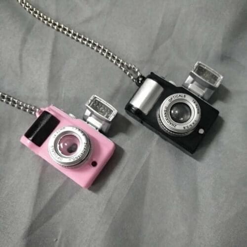 Punk Flash Camera Necklaces Pendant Luminous Necklace Retro Small Camera Travaling Necklace Flash Men Women SLR Charm Gift
