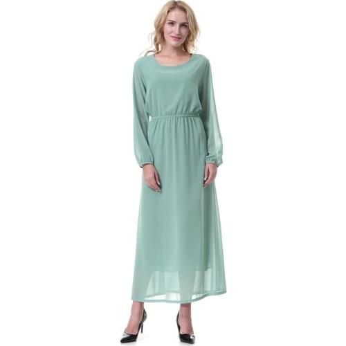 Long Sleeve Maxi Robe Arabe Musulmane Longue Marocaine Hijab Kaftan Dress Dubai Islamic Dresses Turkish Clothes Jellaba Femme