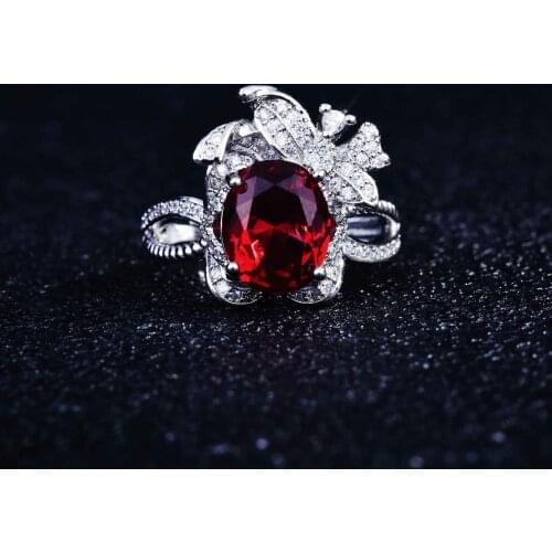 QTT Vintage Glittering 100% 925 Sterling Silver Finger Ring Ruby Gemstone Wedding Engagement Ring Fine Jewelry Gift