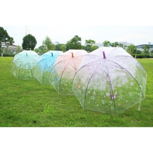 YYSD Romantic Transparent Clear Flowers Bubble Dome Umbrella Half Automatic For Wind Heavy Rain