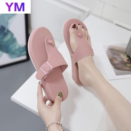 2021 Toe Clip Women Sandals Comfy Platform Shoes Ladies Breathable Buckle Zapatillas Mujer Casa Flat Flip Flops Beach Slippers43
