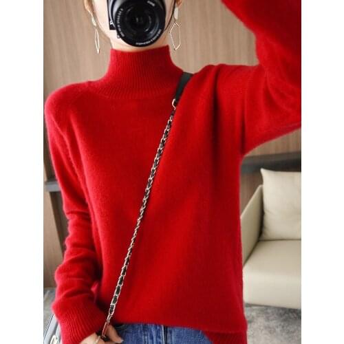 Woolen Sweater, Half High Neck, Thickened Womens Pullover Sweater, New Fashion, Loose Inner Jacket, Knitted Bottoming Shirt