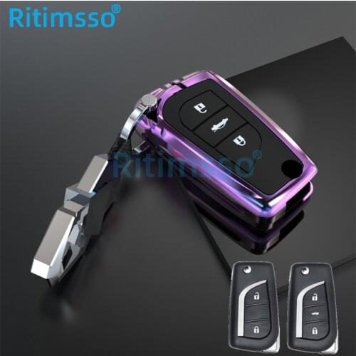 Zinc Alloy Silicone Car Key Cover Case for Toyota Auris Corolla Avensis Verso Yaris Aygo Scion TC IM 2015 2016 Camry RAV4