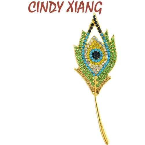 CINDY XIANG Rhinestone Leaf Flower Brooches Colorful Crystal Brooch Pins Gold Metal Party Wedding Jewelry Gifts High Quality