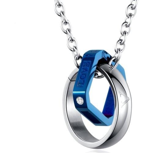 BOEYCJR Love Life Double circle Titanium Necklace&Pendant Fashion Jewelry HipHop Punk Necklace For Men or Women