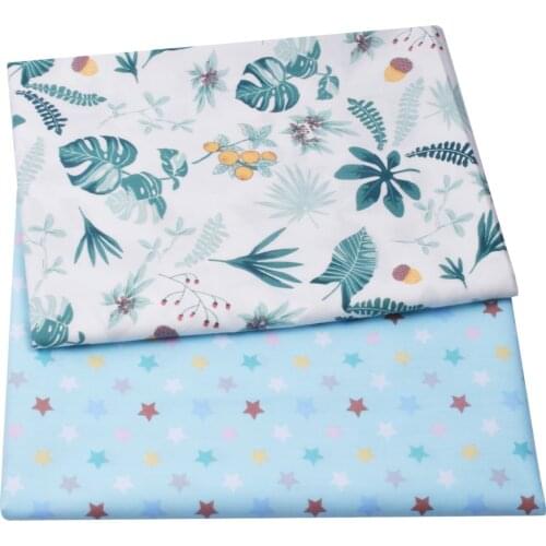 Printed Floral Star Green 100% Cotton Baby&child Fabric,DIY Bedding Textile Fabric,Sewing Quilting Fat Quarters Material