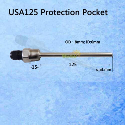 USA125 Thermowell Immersion Sleeve Pocket Stainless Steel 304 BSP 1/2" for Max 6mm OD Wire PT100 PT1000 NTC10K NTC50K NTC5K